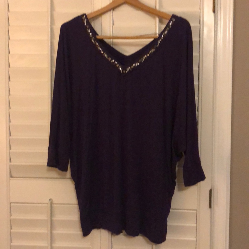 Lane Bryant beaded v-neck top